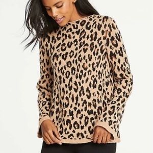 Ann Taylor Sweater | Bell Sleeve Mock Neck Sweater | Cheetah Print | Size PS